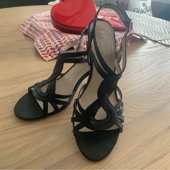 KStudio Shoes - Ladies Black 3.5” Heels with Strappy Design size 10